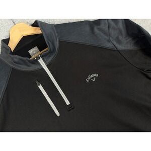 Callaway 1/4 Zip Pullover Sweater Mens XXL Black‎ Mock Neck Golf casual 2XL